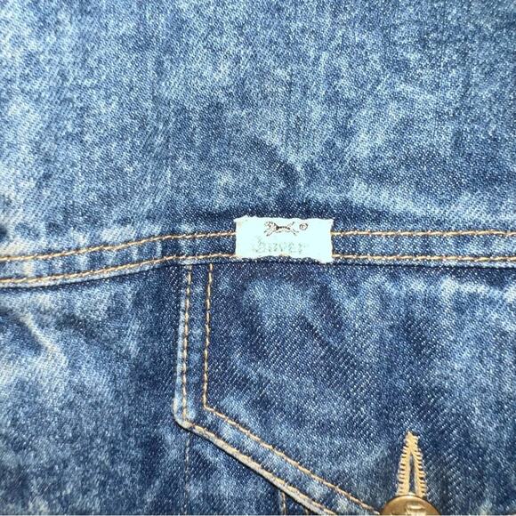 VNTG QUIVER chore jacket 80s fleece denim jacket 52 - Picture 4 of 5